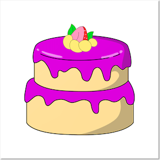 strawberry cake Posters and Art